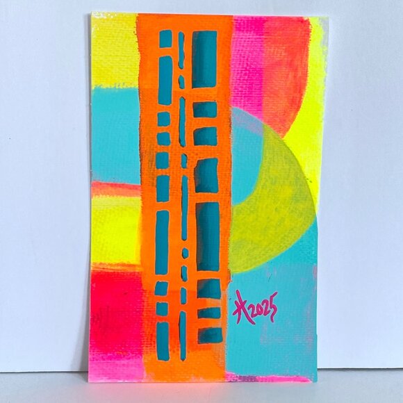 Intersectionality7 Original Acrylic Painting 8x10in Mat Frame Ready Squeegee Art - Picture 4 of 8